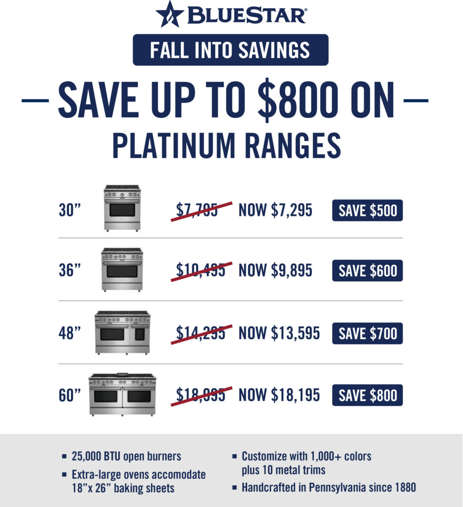 Save up to $800 on Platinum Ranges this Fall.