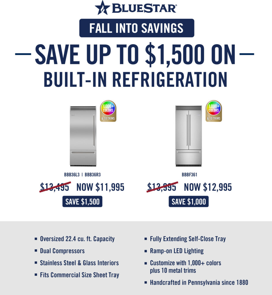 Save up to $1,500 on PRO Refrigeration from BlueStar